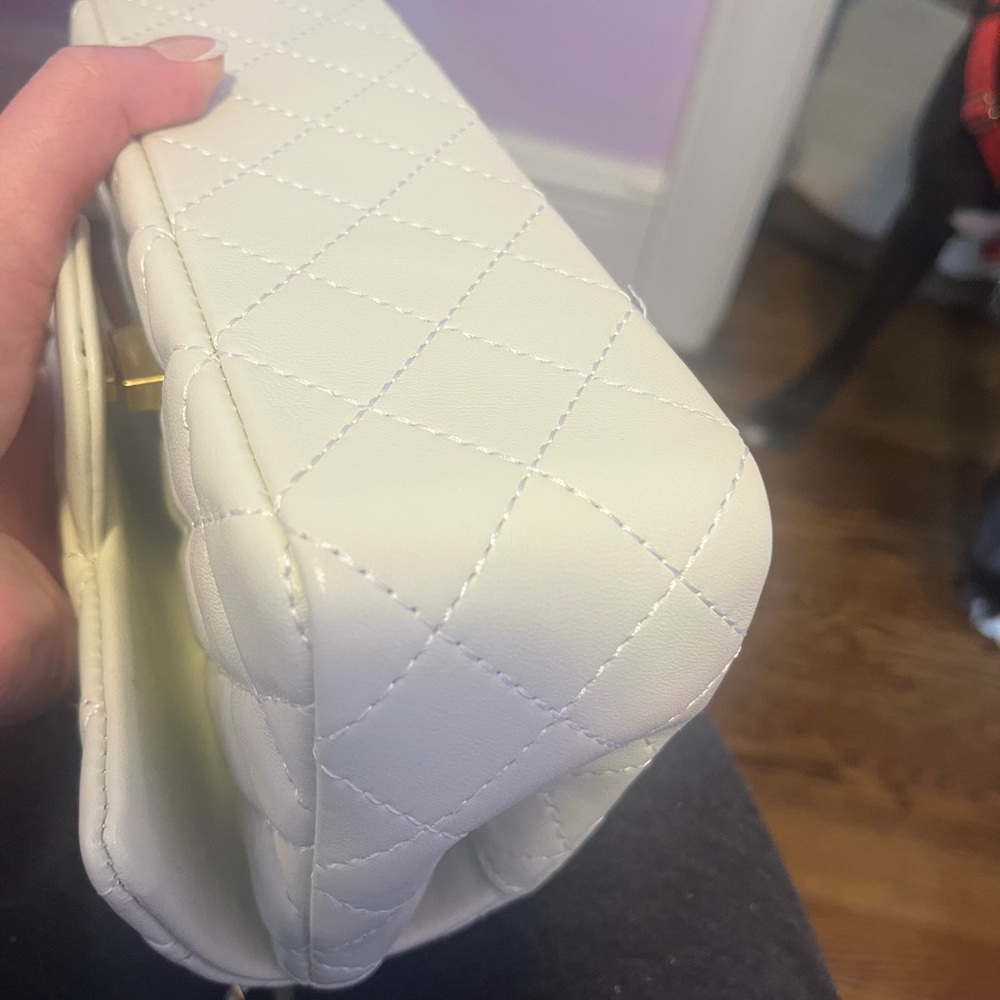 White Quilted Chain Bag - Picture 5 of 7